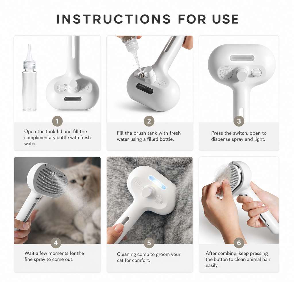 Pet hair spray brush